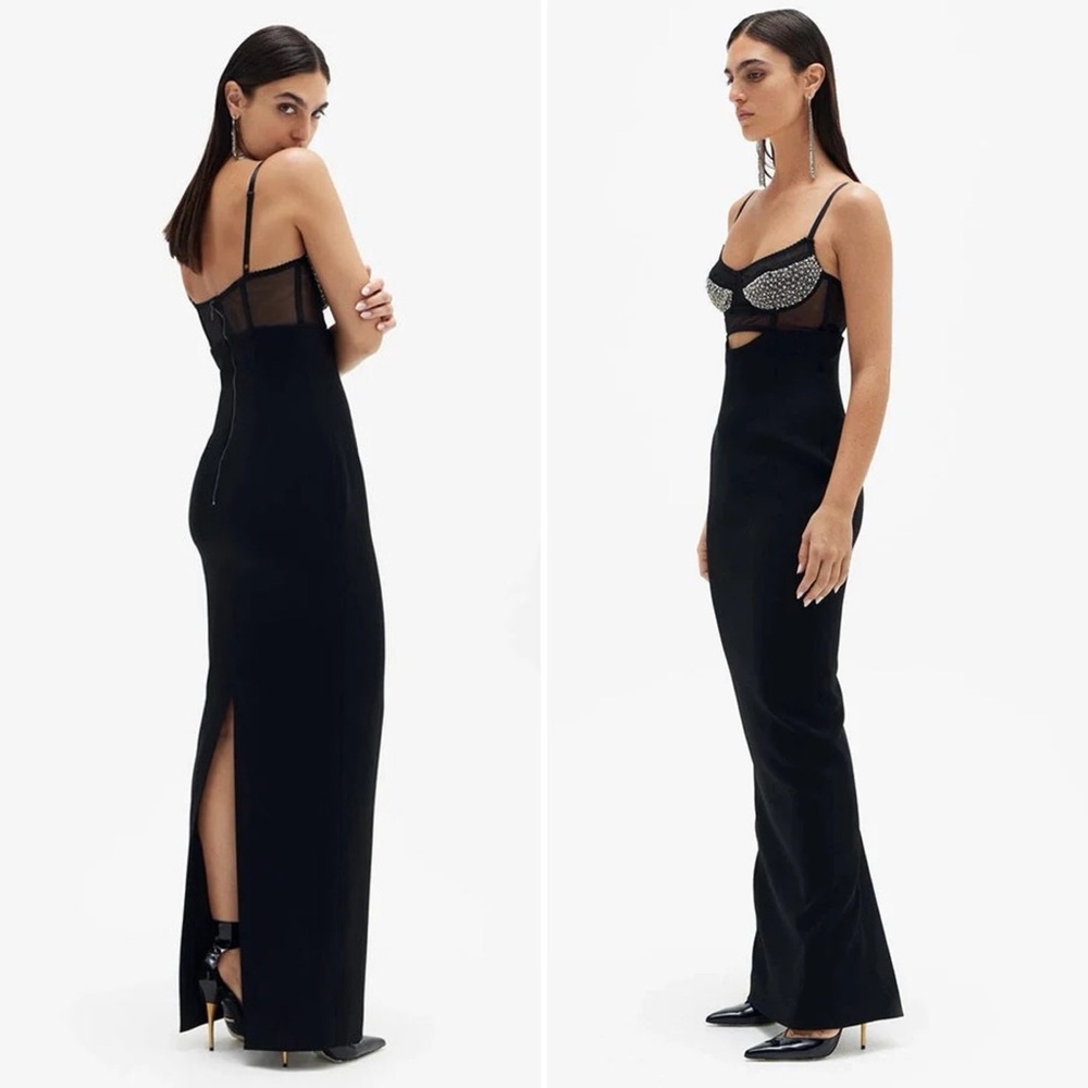 Rachel Gilbert Stephanie Hartley Embellished Corset Gown Black Size 10 US